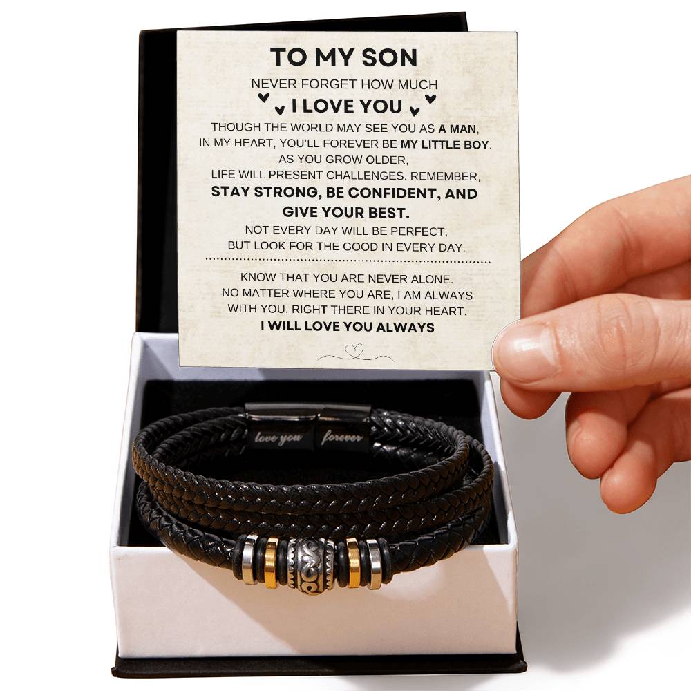 To My Son - I Will Love You Always - Leather Bracelet