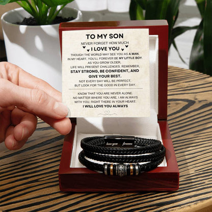 To My Son - I Will Love You Always - Leather Bracelet